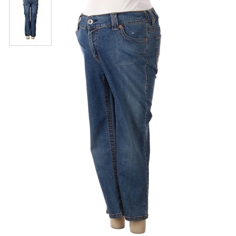 New Motherhood Maternity Size Small S Denim Blue Straigt Leg Stretch Waist EUC